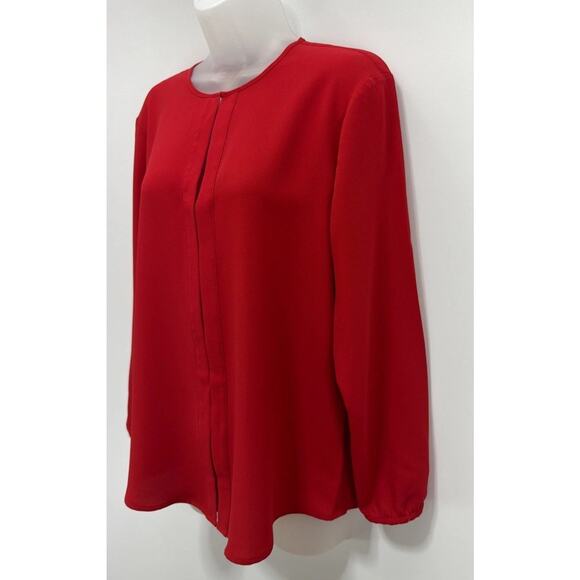 LAUREN RALPH LAUREN red polyester blouse long sleeve size L - Picture 4 of 8